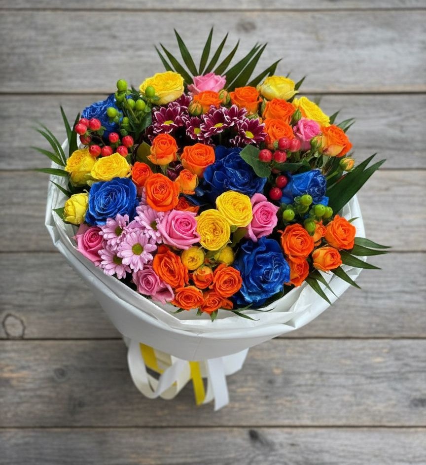 Букет цветов из: Розы и Хризантемы в Калиновской