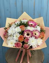 Букет цветов из:  Розы, Герберы и Хризантемы в Калиновской
