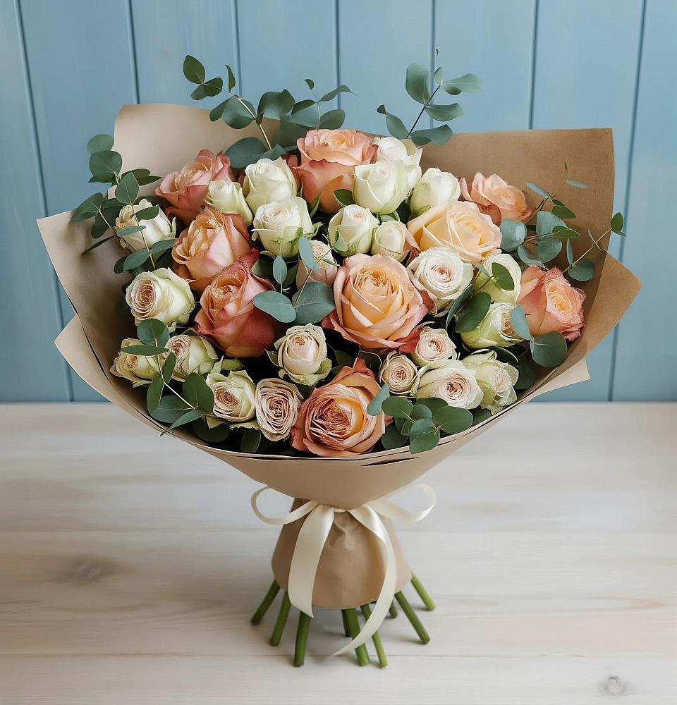 Букет цветов из: Альстромерии и Розы в Калиновской