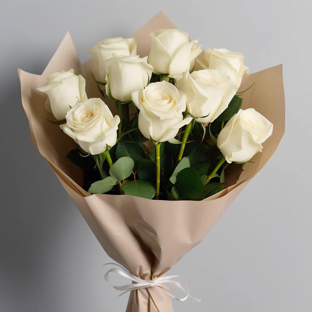 Букет 9 Белых роз Эдлесс Лав в Калиновской