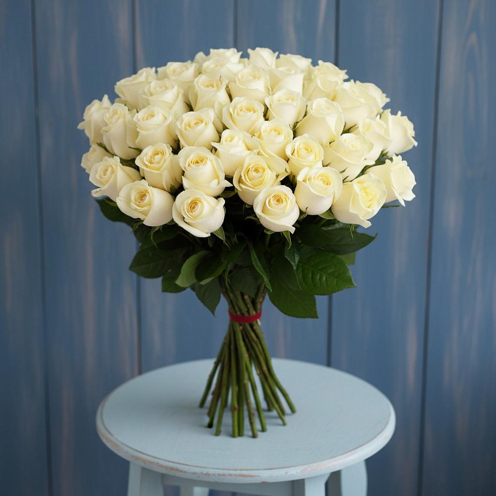 Букет 51 Белая роза Эдлесс Лав в Калиновской