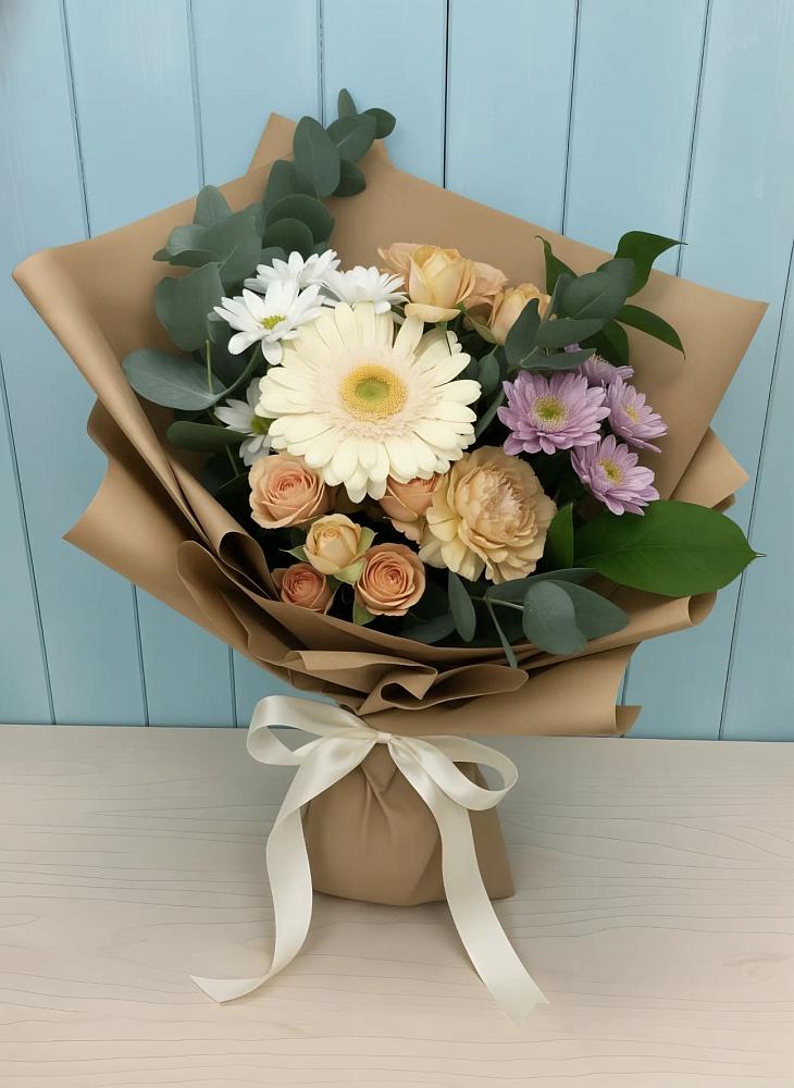 Букет цветов из: Герберы и Хризантемы в Калиновской