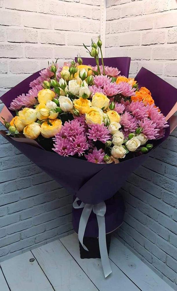 Букет цветов из: Хризантемы и Розы в Калиновской