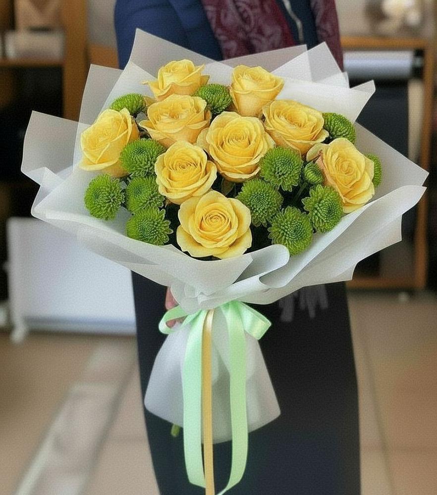 Букет цветов из: Хризантемы и Розы в Калиновской