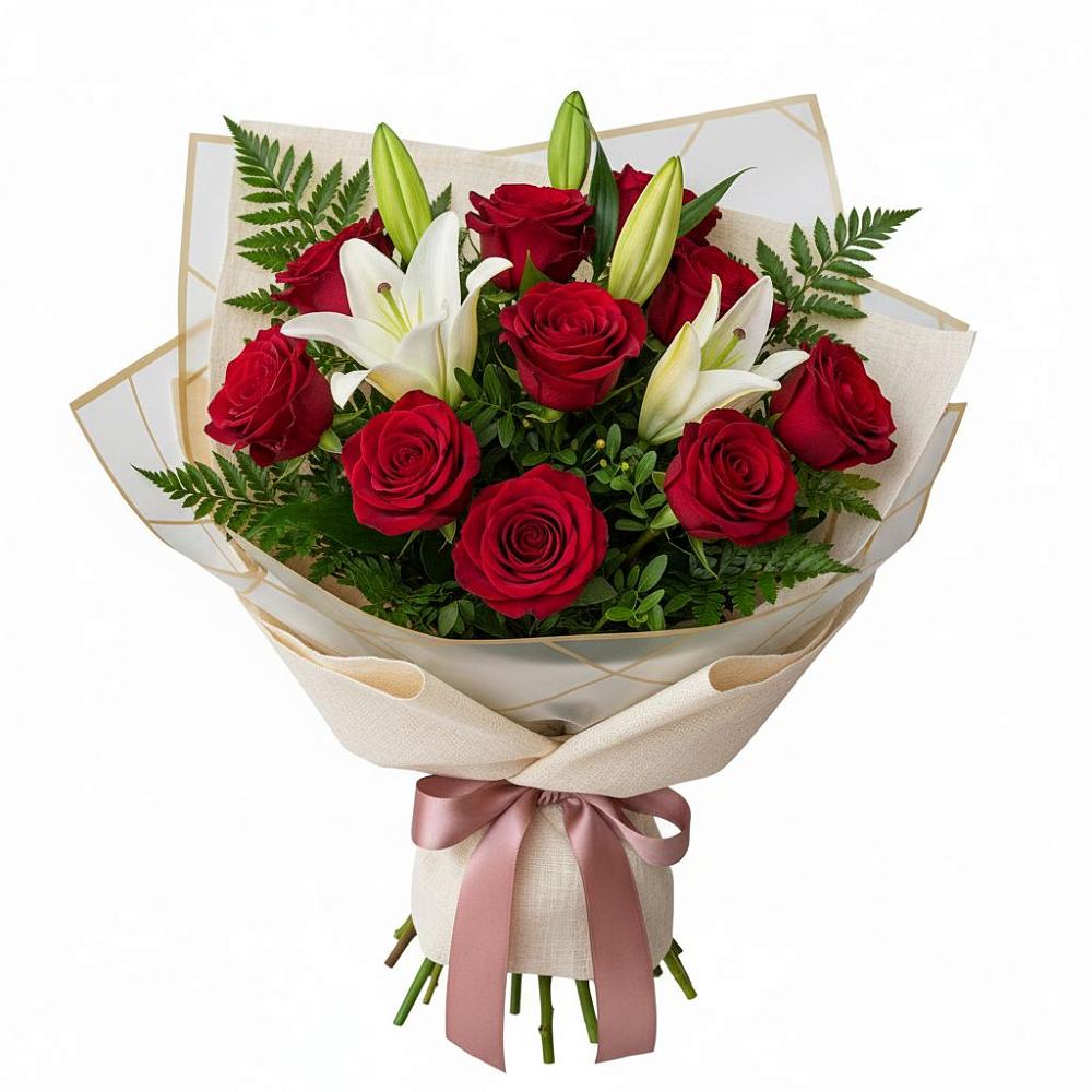 Букет цветов из: Лилии и Розы в Калиновской