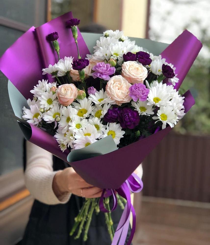 Букет цветов из: Хризантемы, Гвоздики и Розы в Калиновской