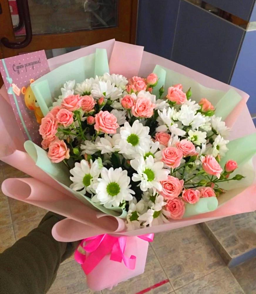 Букет цветов из: Розы и Хризантемы в Калиновской