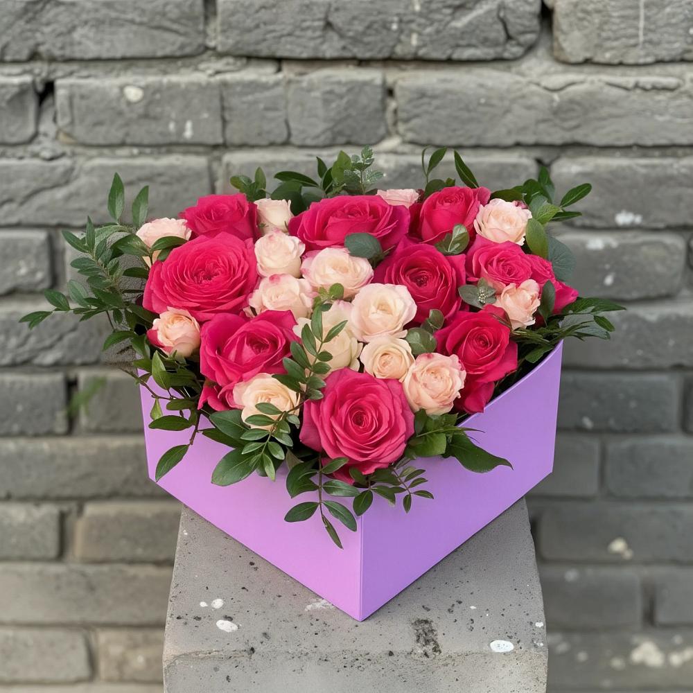 Цветочная композиция из Розы в коробке в Калиновской
