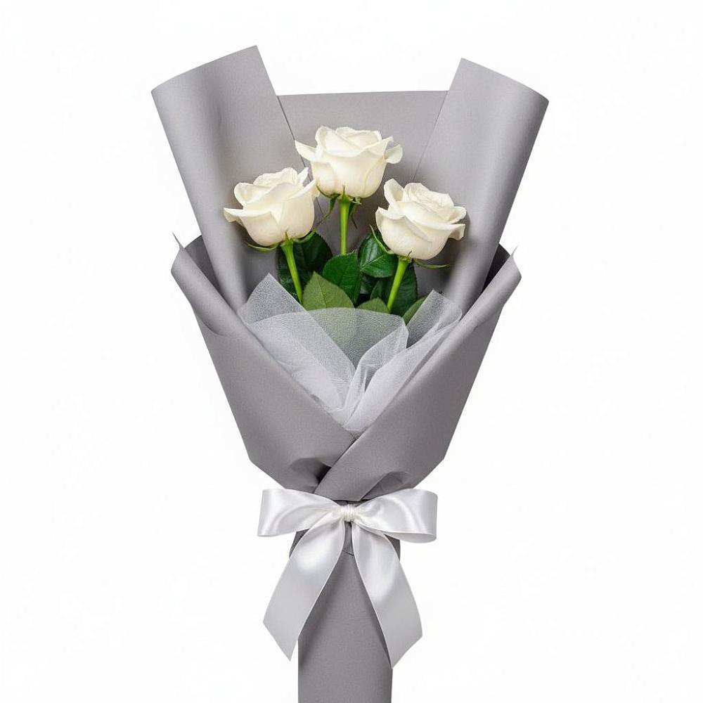 Букет 3 белые розы в Калиновской