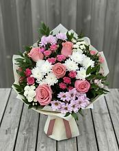 Букет цветов из:  Альстромерии, Гвоздики, Розы и Хризантемы в Калиновской