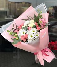Букет цветов из:  Розы, Лизиантусы и Хризантемы в Калиновской