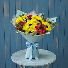 Букет цветов из:  Альстромерии и Хризантемы в Калиновской