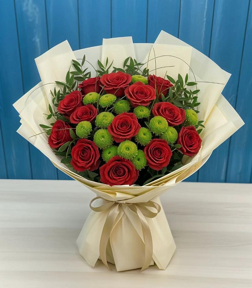 Букет цветов из: Розы и Хризантемы в Калиновской