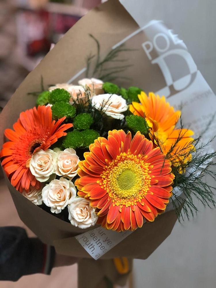 Букет цветов из: Герберы, Хризантемы и Розы в Калиновской