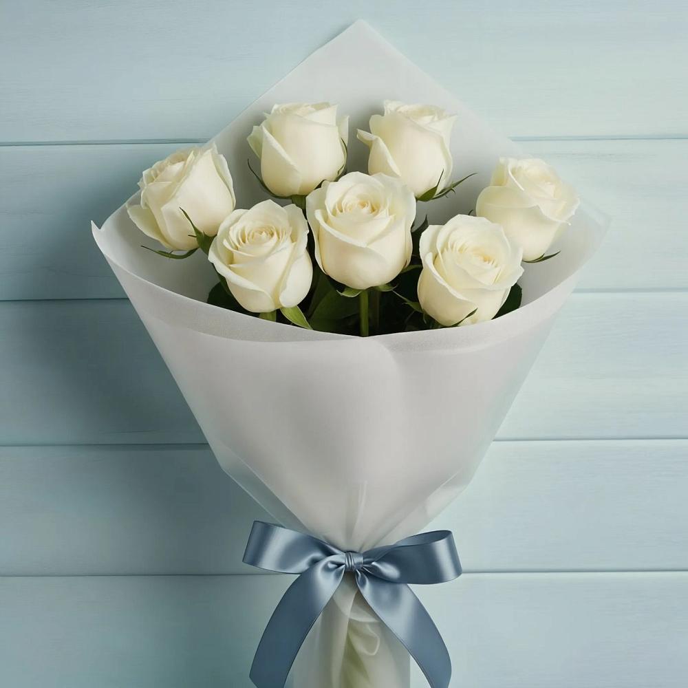 Букет 7 Белых роз Эдлесс Лав в Калиновской